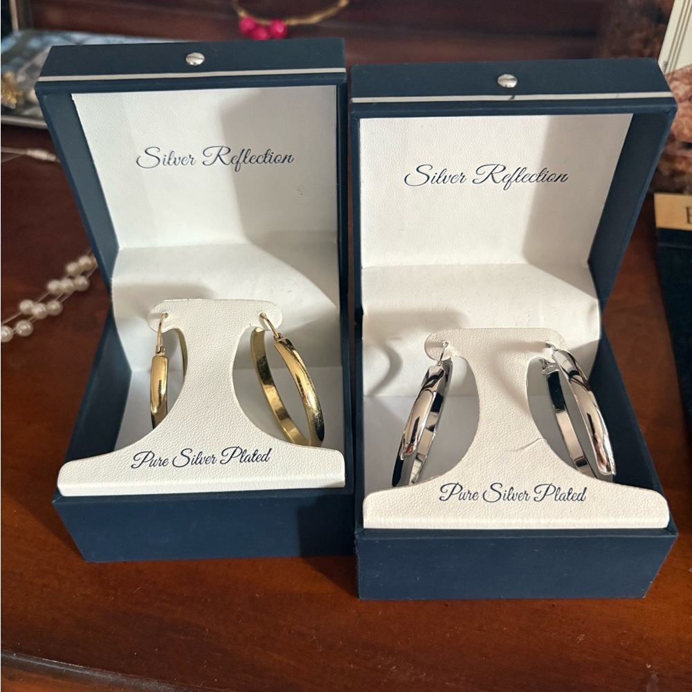 Gold and Silver Plated Hoop Earrings